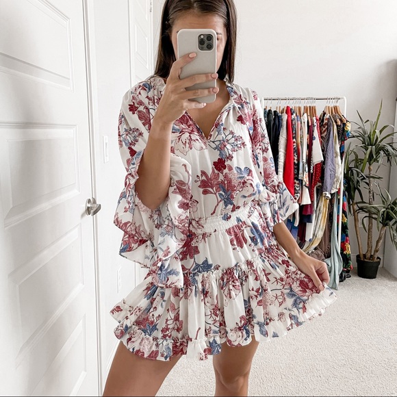 Misa Los Angeles Dresses & Skirts - Misa Los Angeles Cecilia Floral Ruffle Mini Dress
